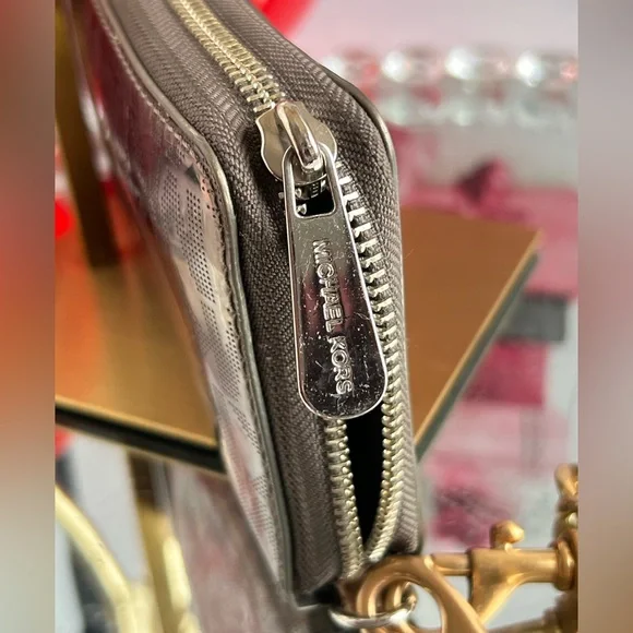 Michael Kors Metallic Logo Wallet with Gold Chain - Picture 9 of 12